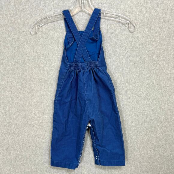 Vintage Health Tex Corduroy Overalls Size 18 mos. Blue Cross Back Snap Leg USA - Picture 5 of 16